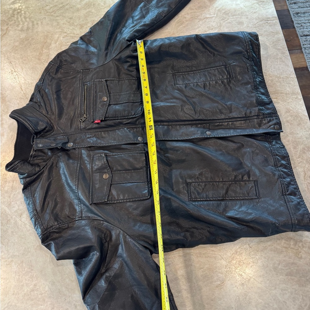 Levi's Dark Leather Bomber Jacket - Picture 7 of 11